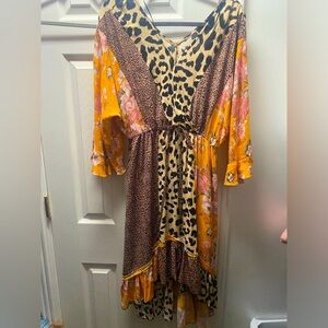 Mixed media print dress